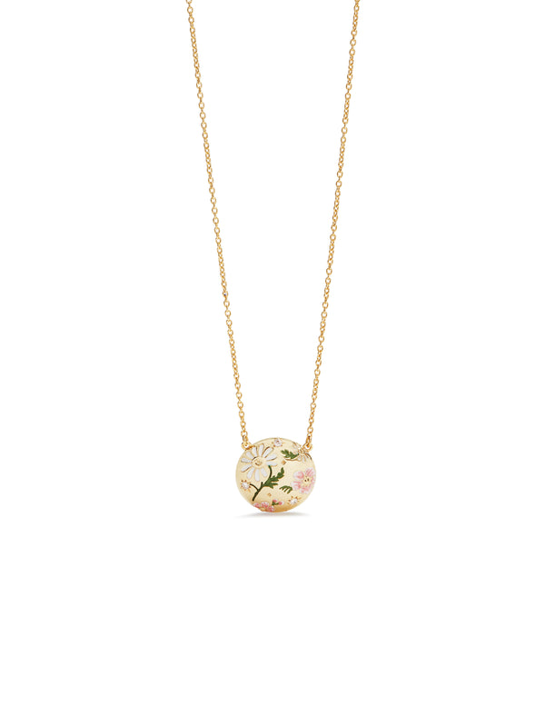Daisy And Pansy Flower Pendant Necklace | AUPS3041