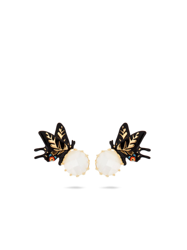 Sleeper Earrings, Butterfly And Faceted Crystal | AUTR1041