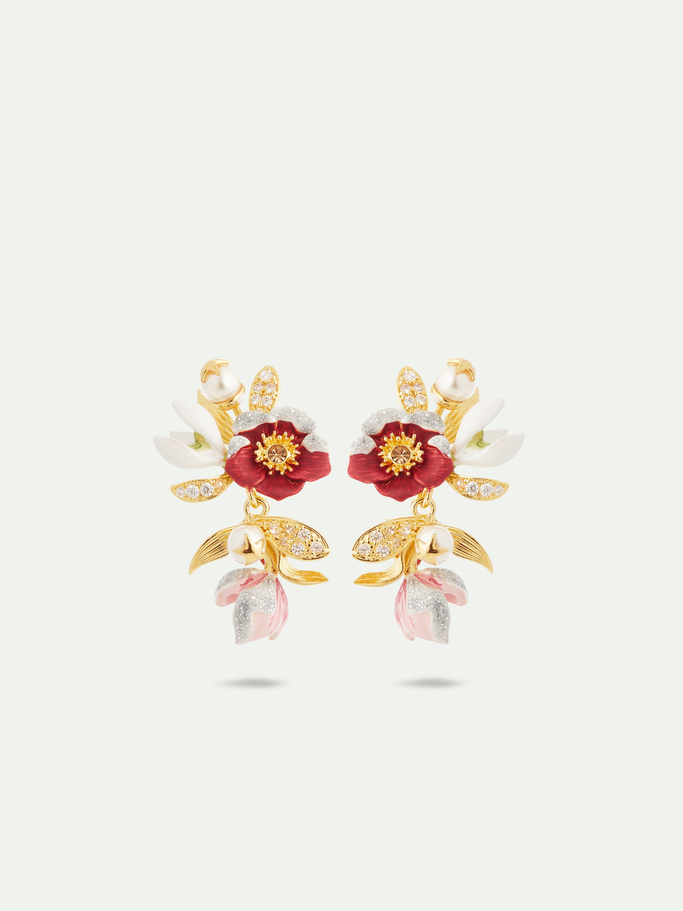 Hellebore Flower, Snowdrops And Crystal Earrings | AUVH1011