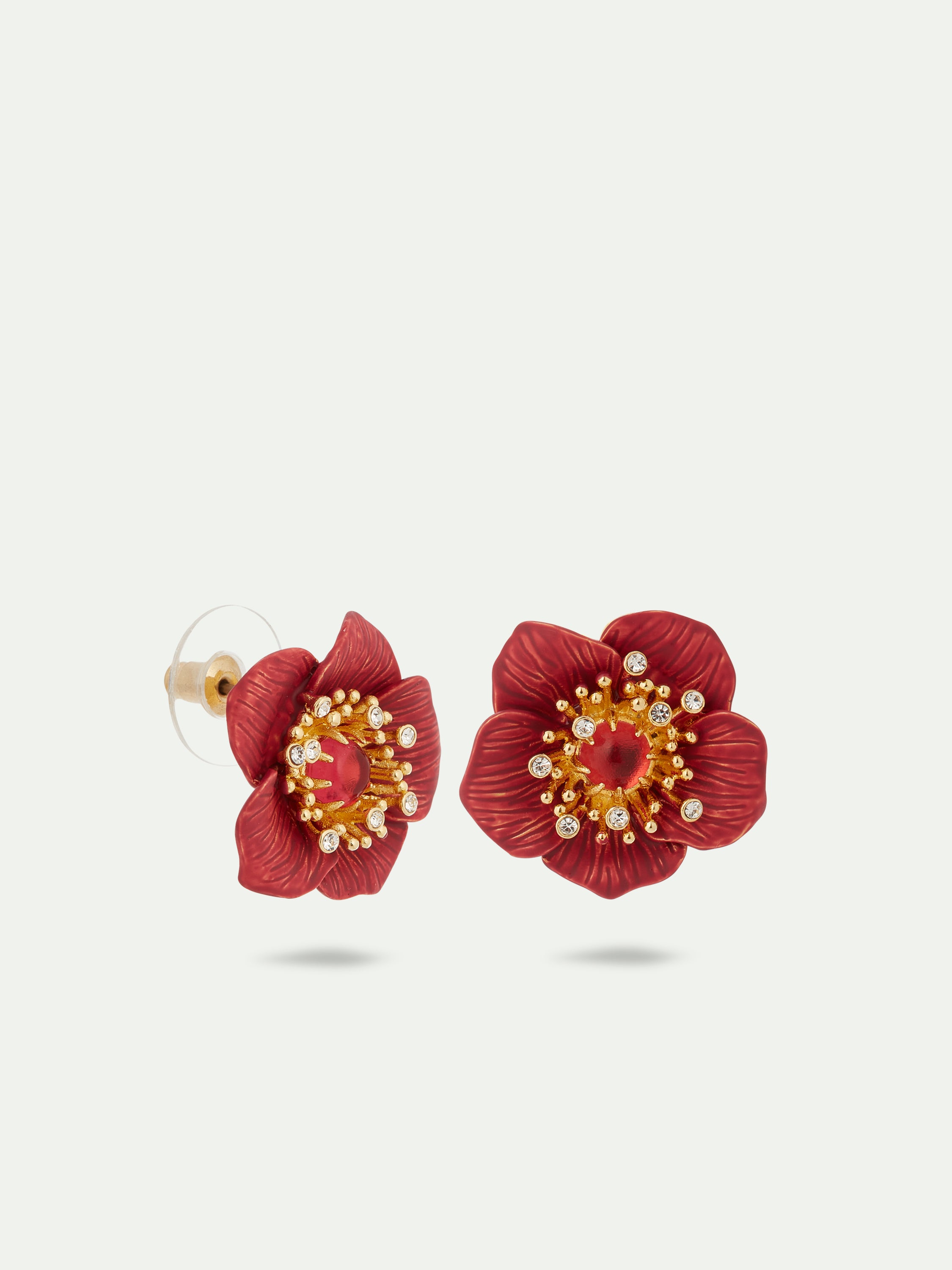 AUVH106T/1 Red Hellebore Christmas Flower Earrings