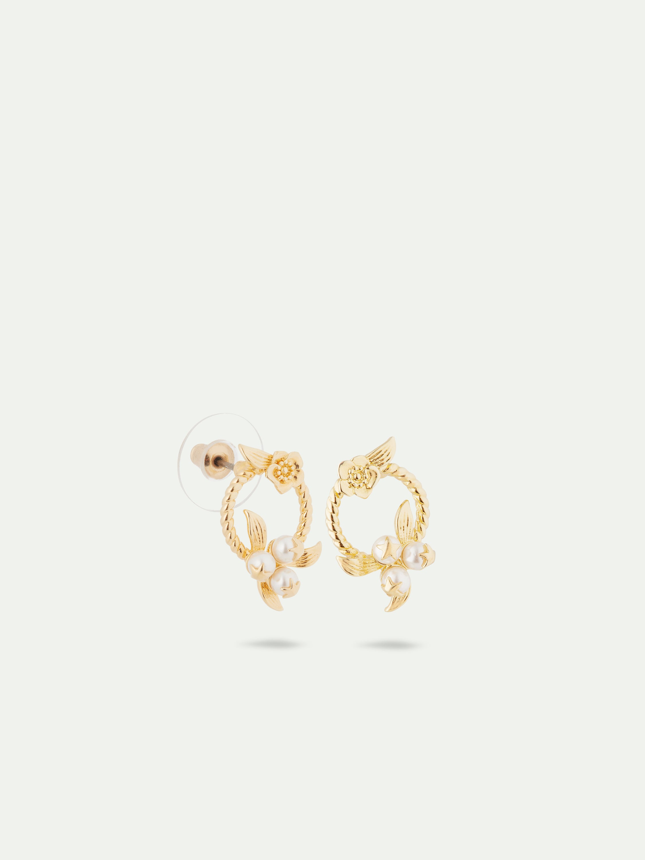 AUVH1091 Flower And Golden Beads Sleeper Earrings
