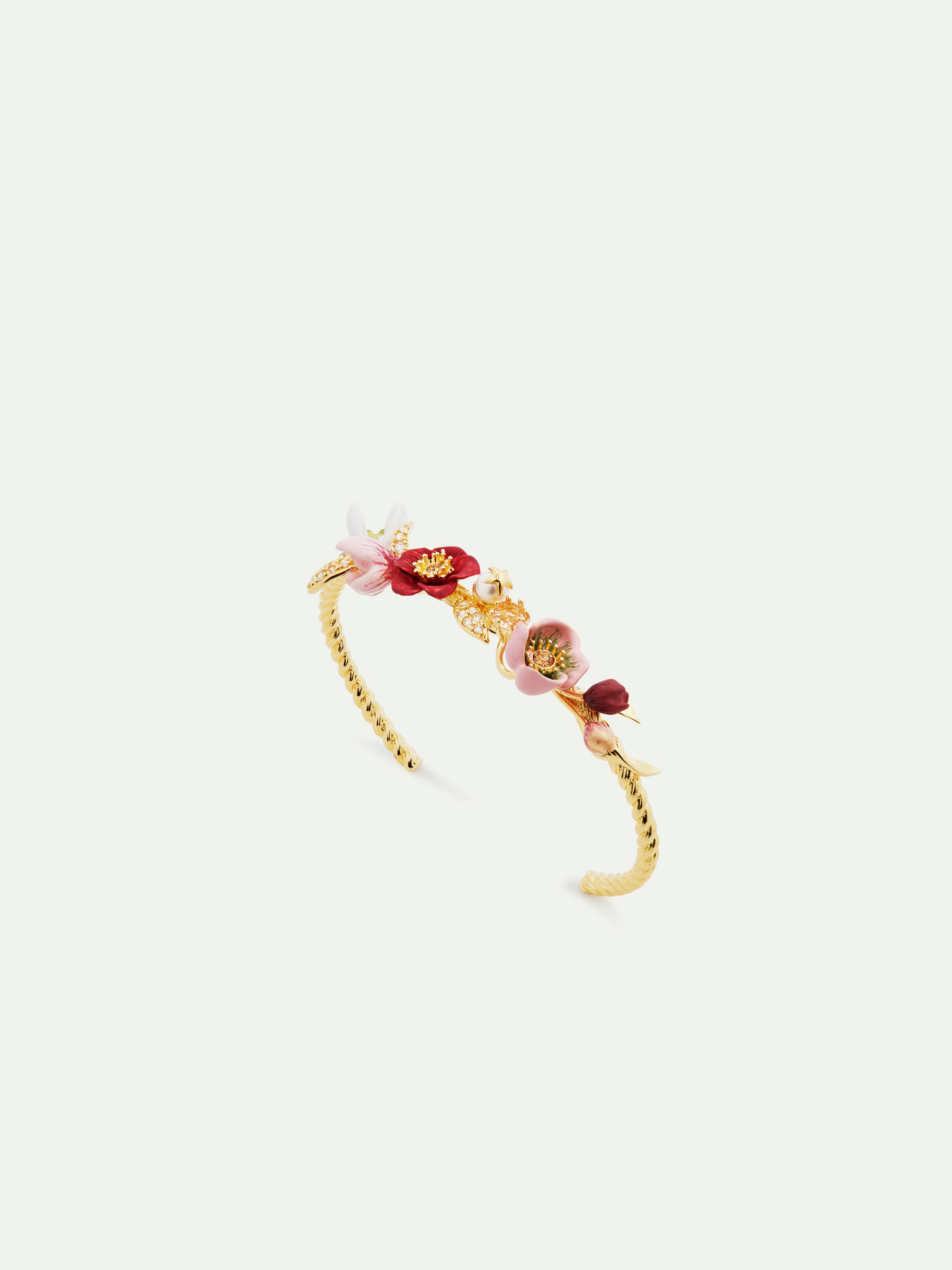 Hellebore Flower & Crystal Pearl Cuff Bracelet | AUVH2011