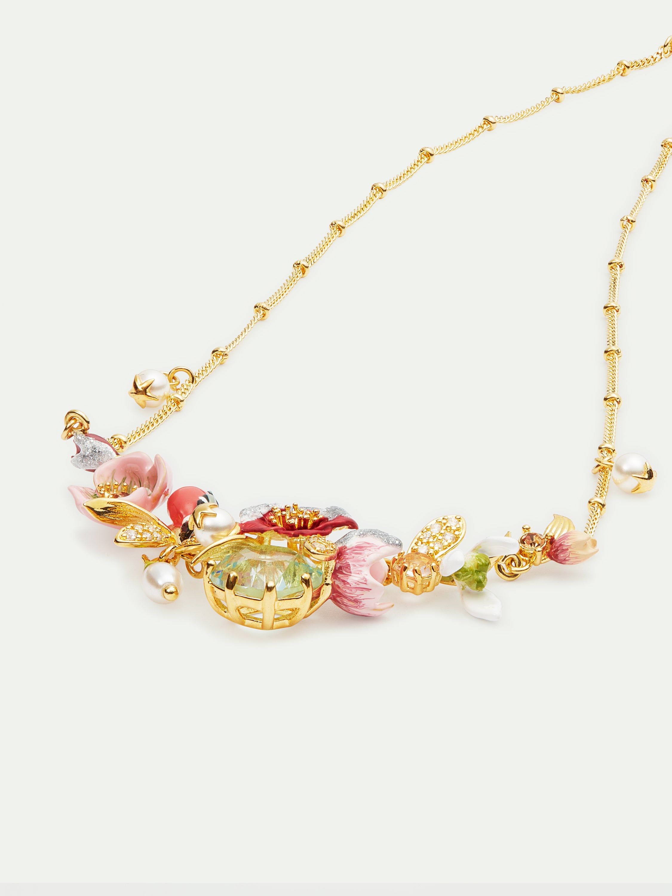Hellebore Flower & Bullfinch Statement Necklace | AUVH3011
