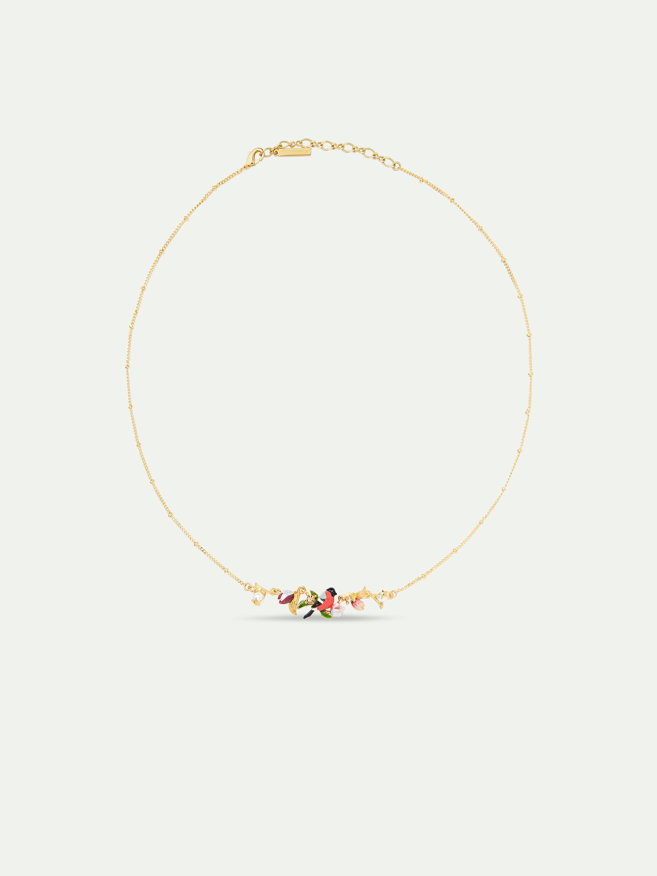 Hellebore Flower And Bullfinch Statement Necklace | AUVH3021