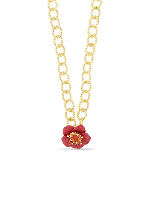 Red Hellebore Flower Pendant Necklace | AUVH3051