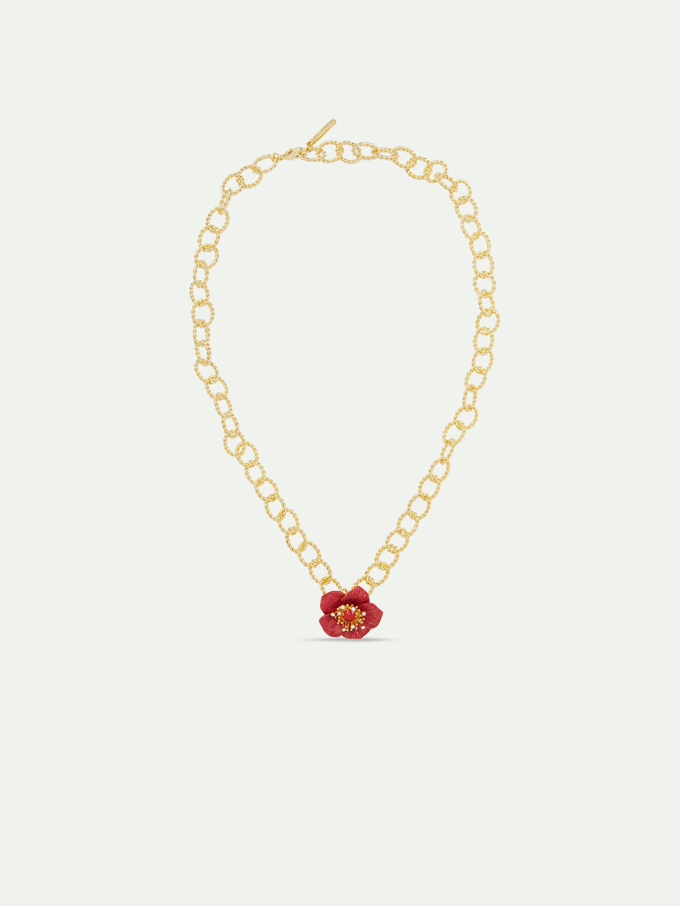 Red Hellebore Flower Pendant Necklace | AUVH3051