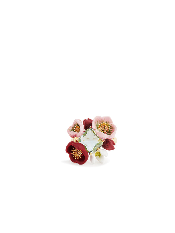 Hellebore Flower & Faceted Stone Ring | AUVH6011