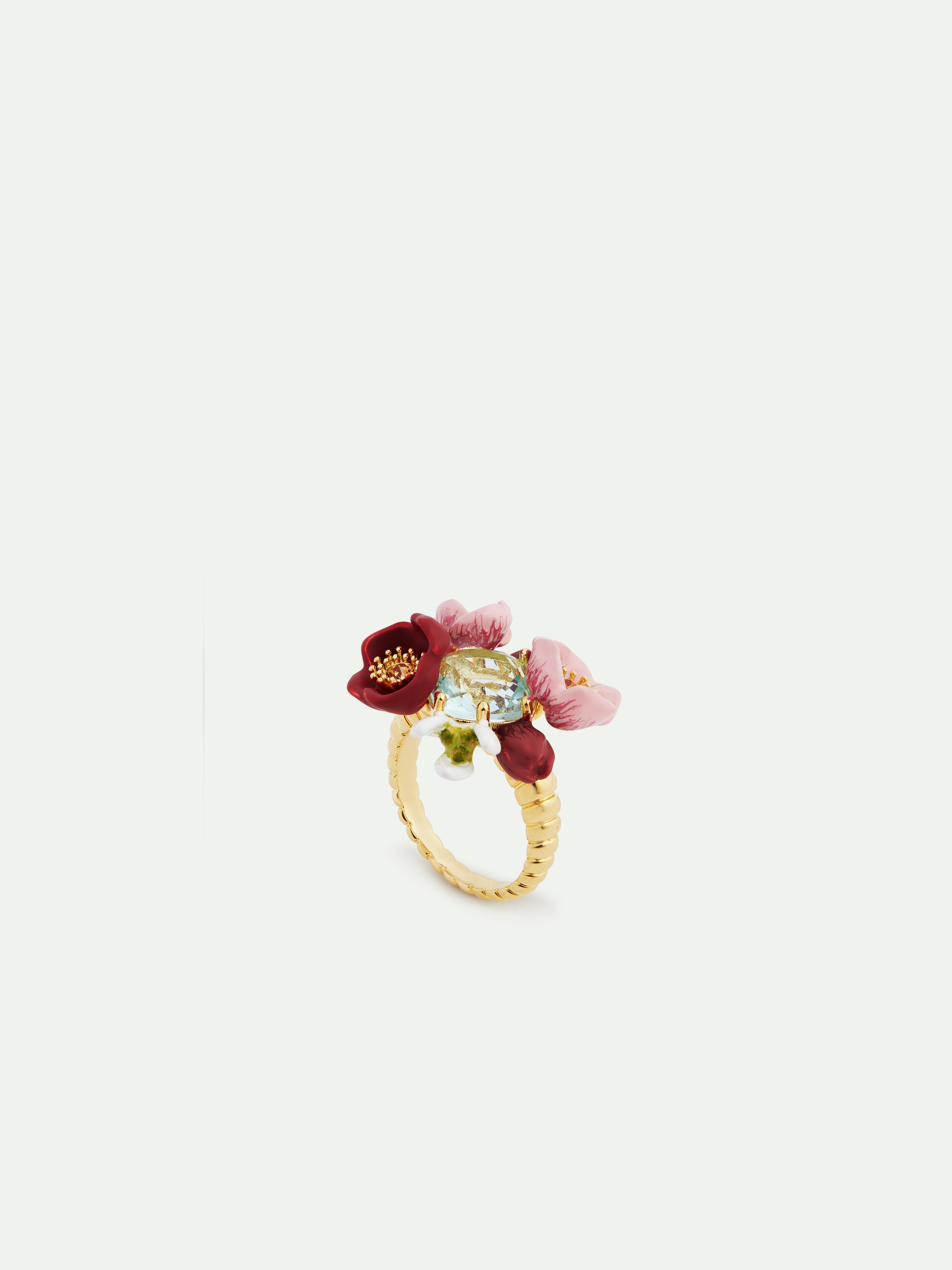 Hellebore Flower & Faceted Stone Ring | AUVH6011