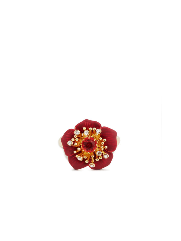 Fine Ring With Red Hellebore Flower | AUVH6031