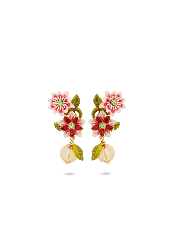 Passion Flower And Crystal Bead Earrings | AUVI1011