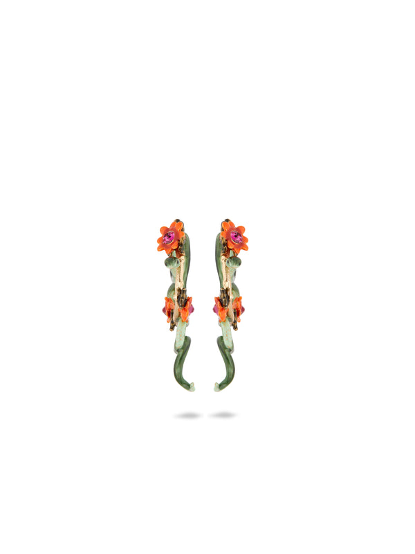 Green Snake And Dahlia Flower Earrings | AUVI1071