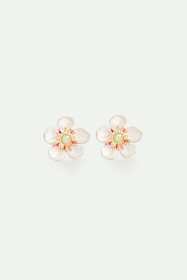 White Cherry Blossom Sleeper Earrings | AVHA1011