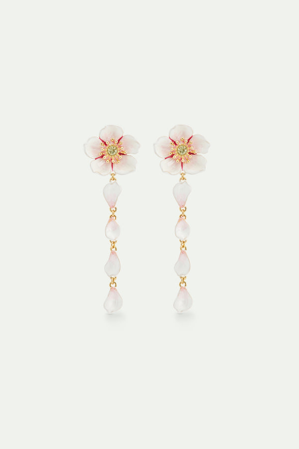 White Cherry Blossom Dangle Post Earrings  | AVHA1021