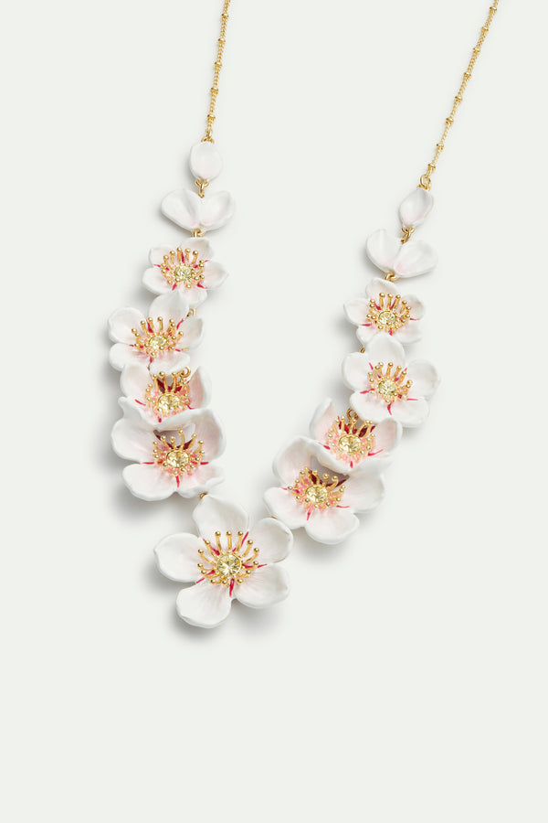 White Cherry Blossom Statement Necklace | AVHA3011