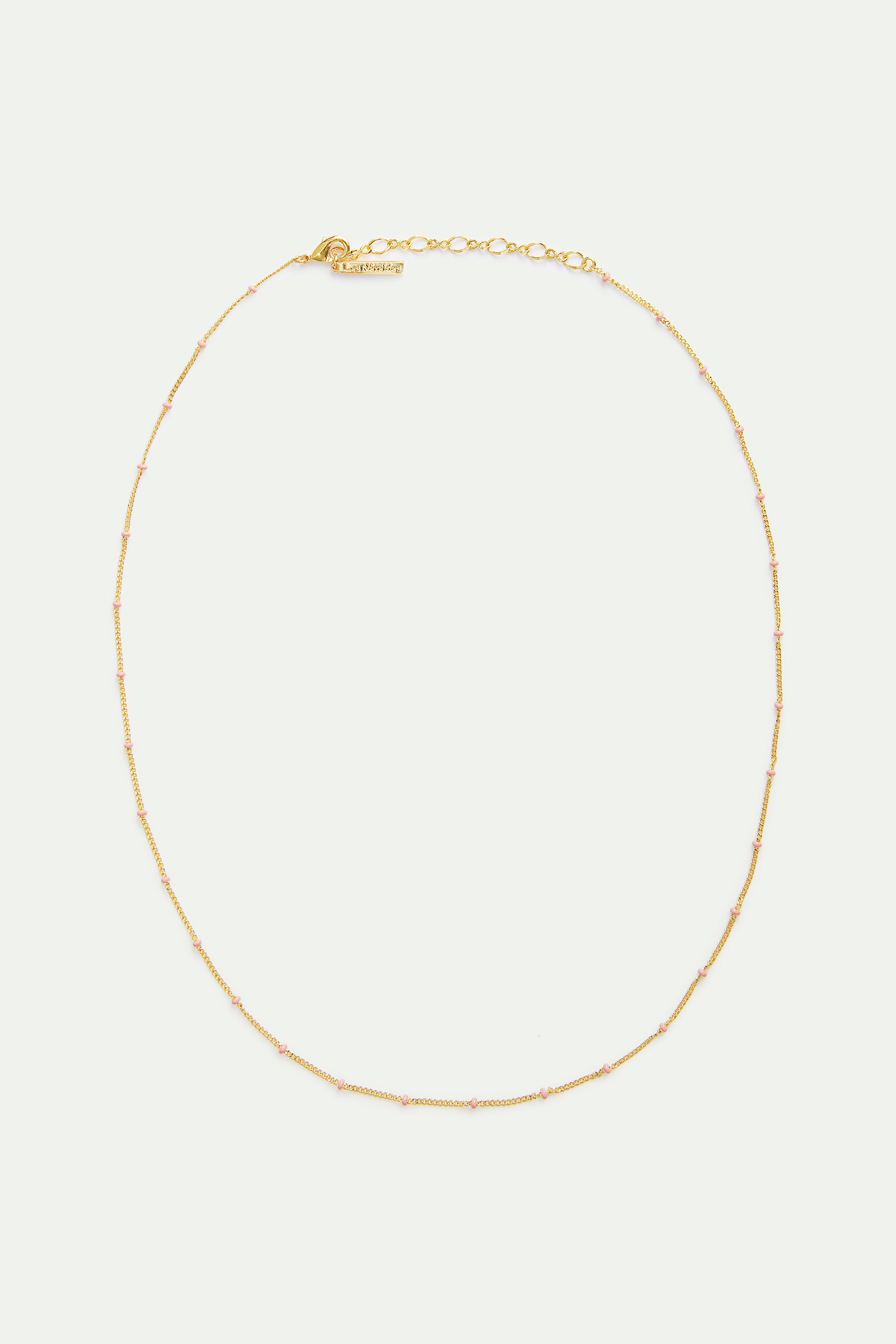Enamelled Golden Chain And Pink Beads | AVPE3011