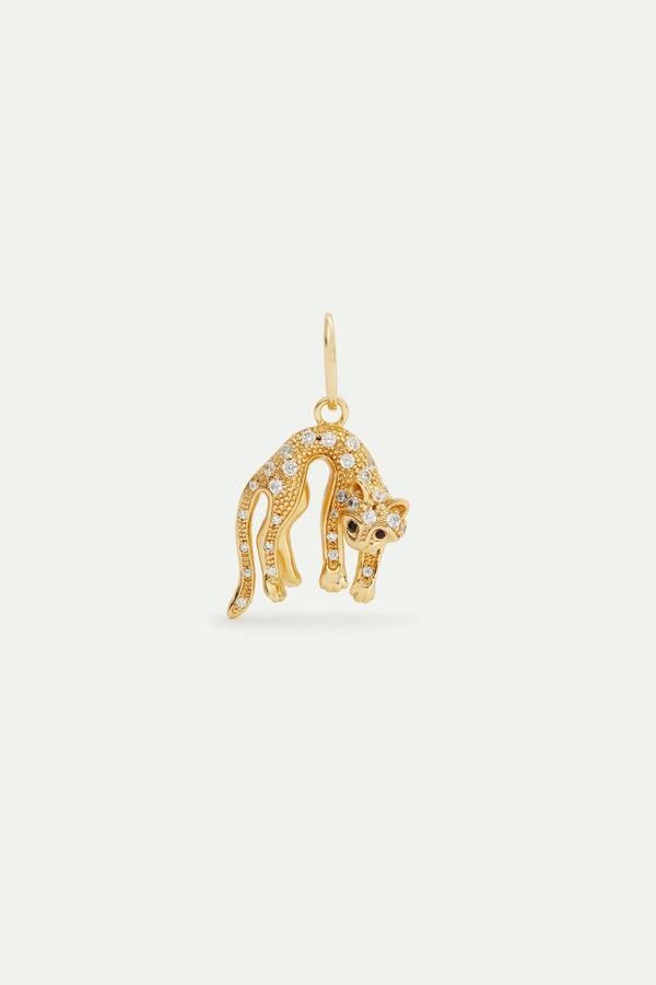 Golden Cat With Crystals Pendant, Care And Gentleness | AVPE4271