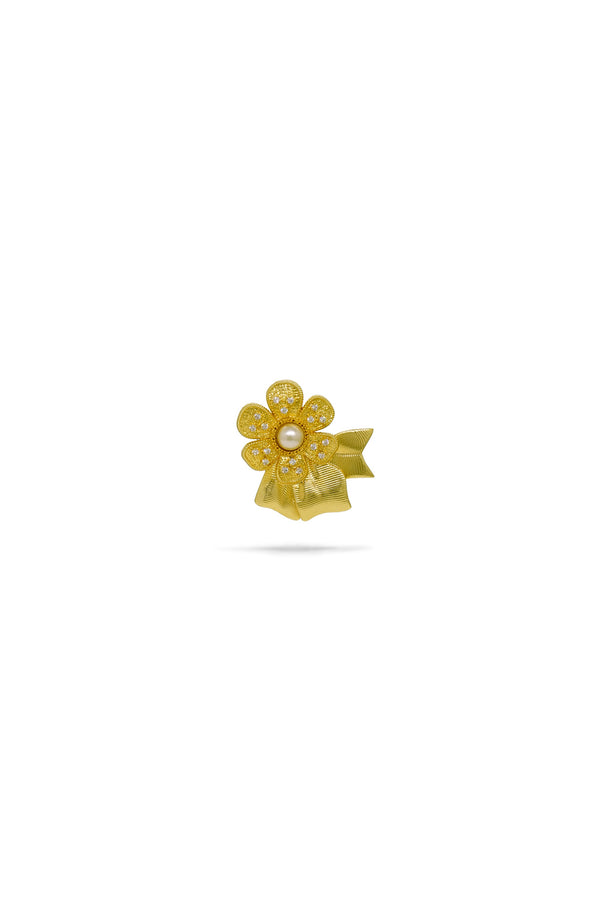 Gold-Plated Brass Flower Brooch And Artificial Pearl | AVTH5011