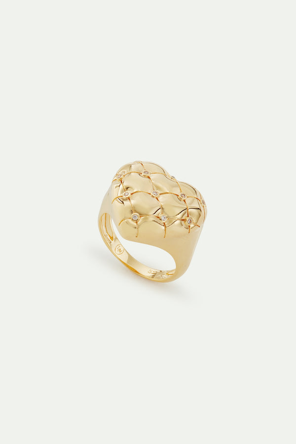 Quilted Gold Heart And Crystal Heart | AVTH6011