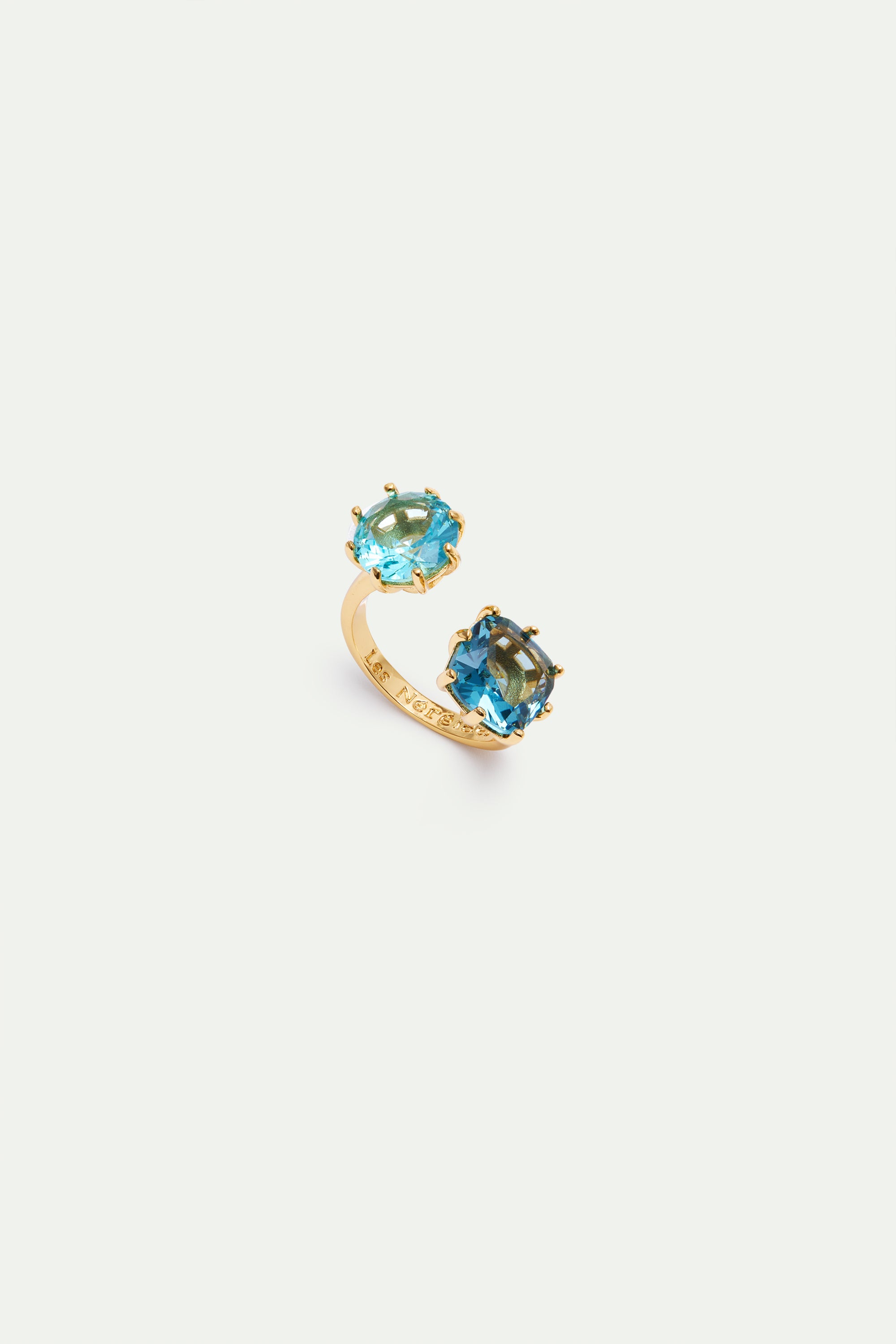 Diamantine Adjustable Ring With 2 Acqua Azzura Stones | AXLD6603