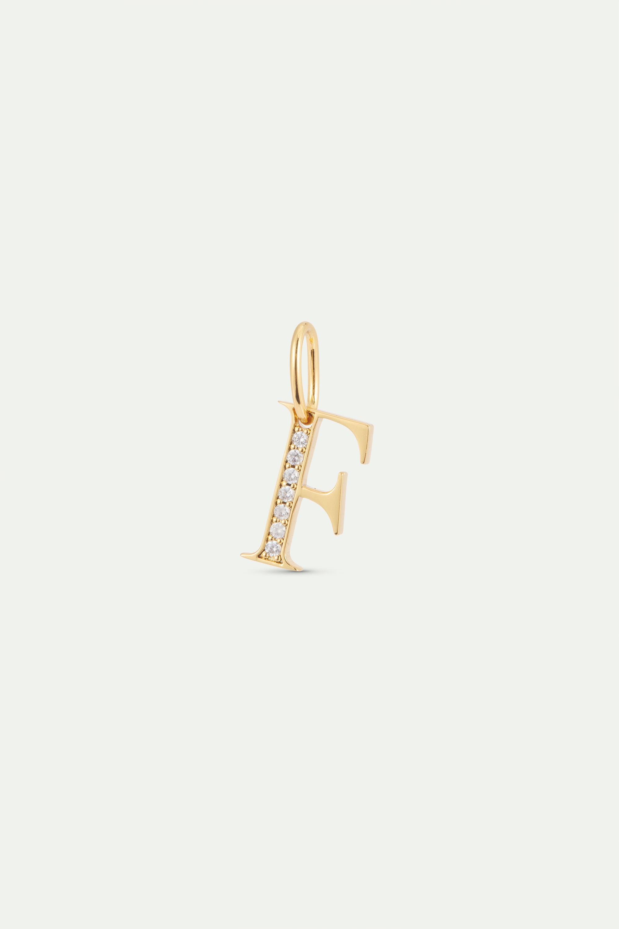 Gold Letter F Pendant With Crystals | AYAB4061