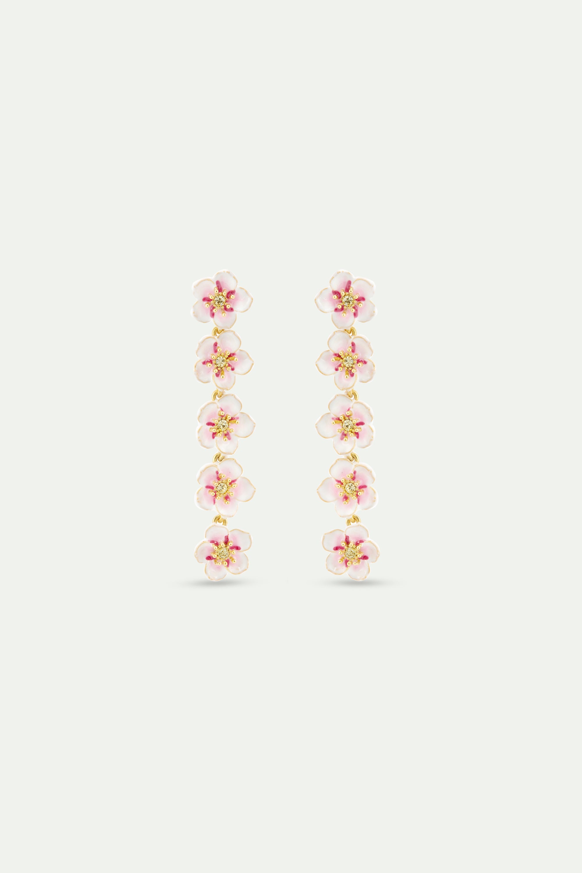 Mini White Cherry Blossom Dangle Earrings | AYHM1011