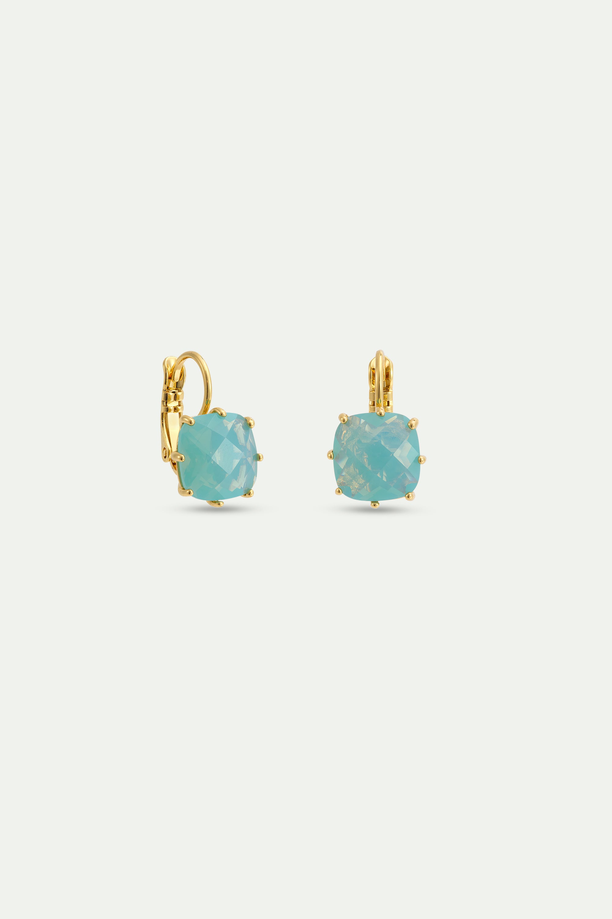 Glacier Blue Diamantine Square Stone Sleeper Earrings | AYLD1012