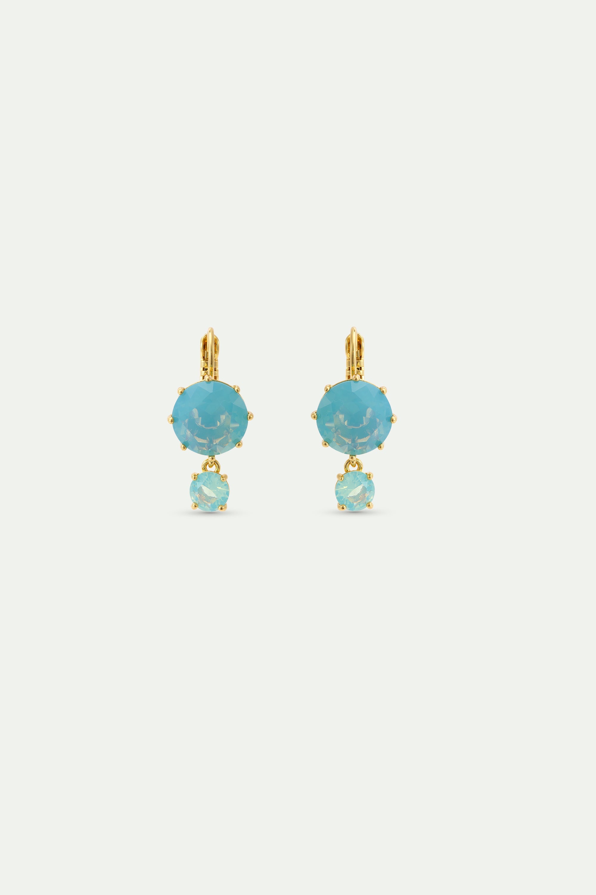 Sleeper Earrings With Two Glacier Blue Diamantine Stones | AYLD1262