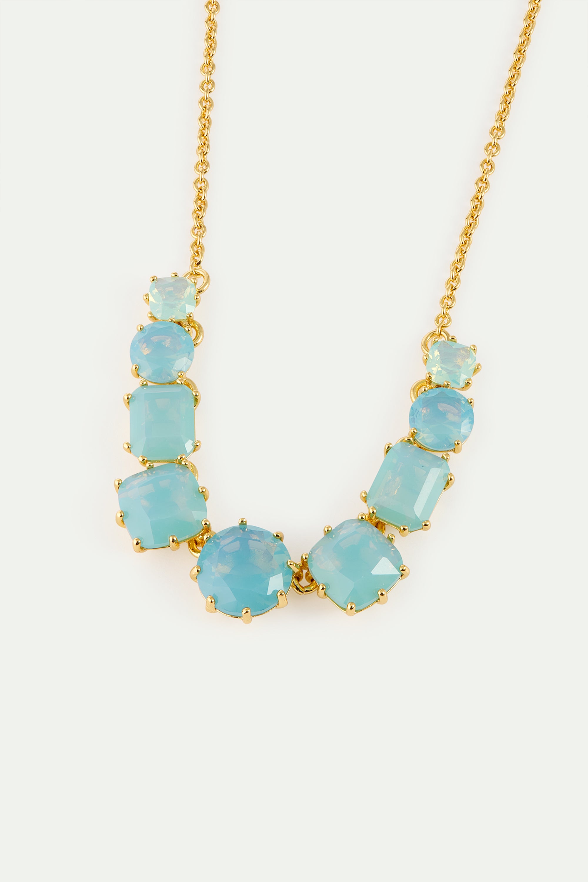Fine Diamantine Necklace With 9 Glacier Blue Stones | AYLD3602