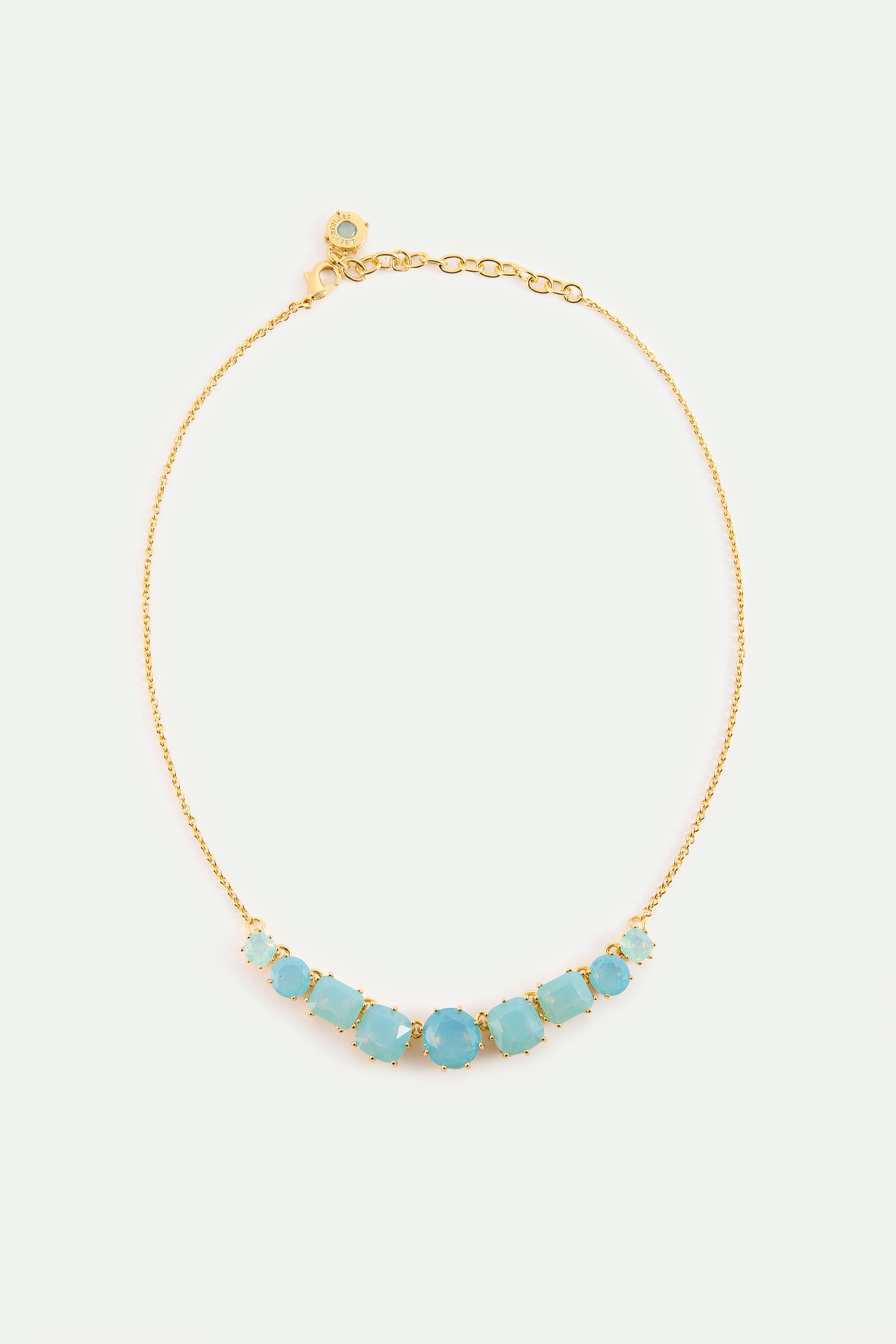 Fine Diamantine Necklace With 9 Glacier Blue Stones | AYLD3602