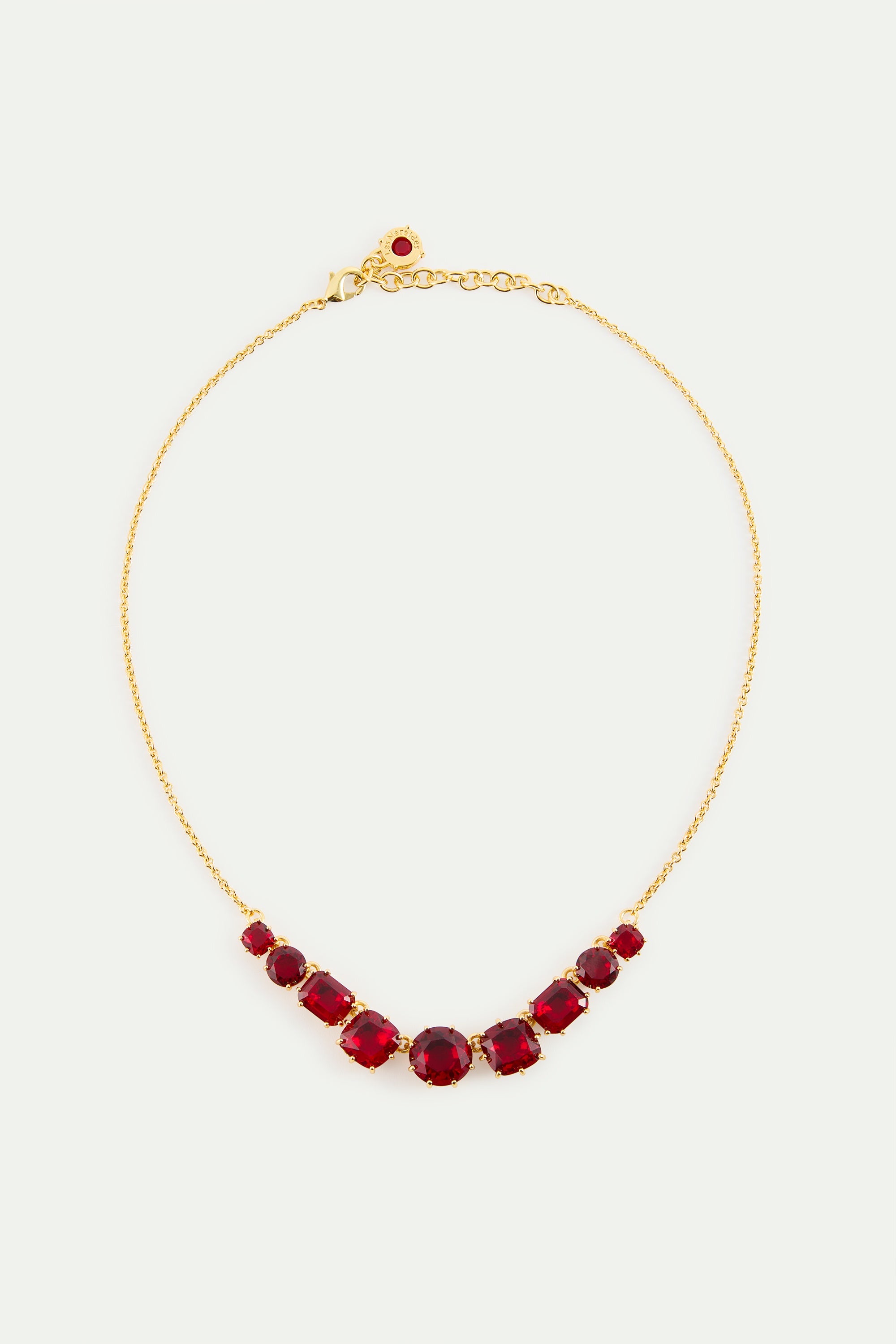 Fine Diamantine Necklace With 9 Garnet Red Stones | AYLD3603