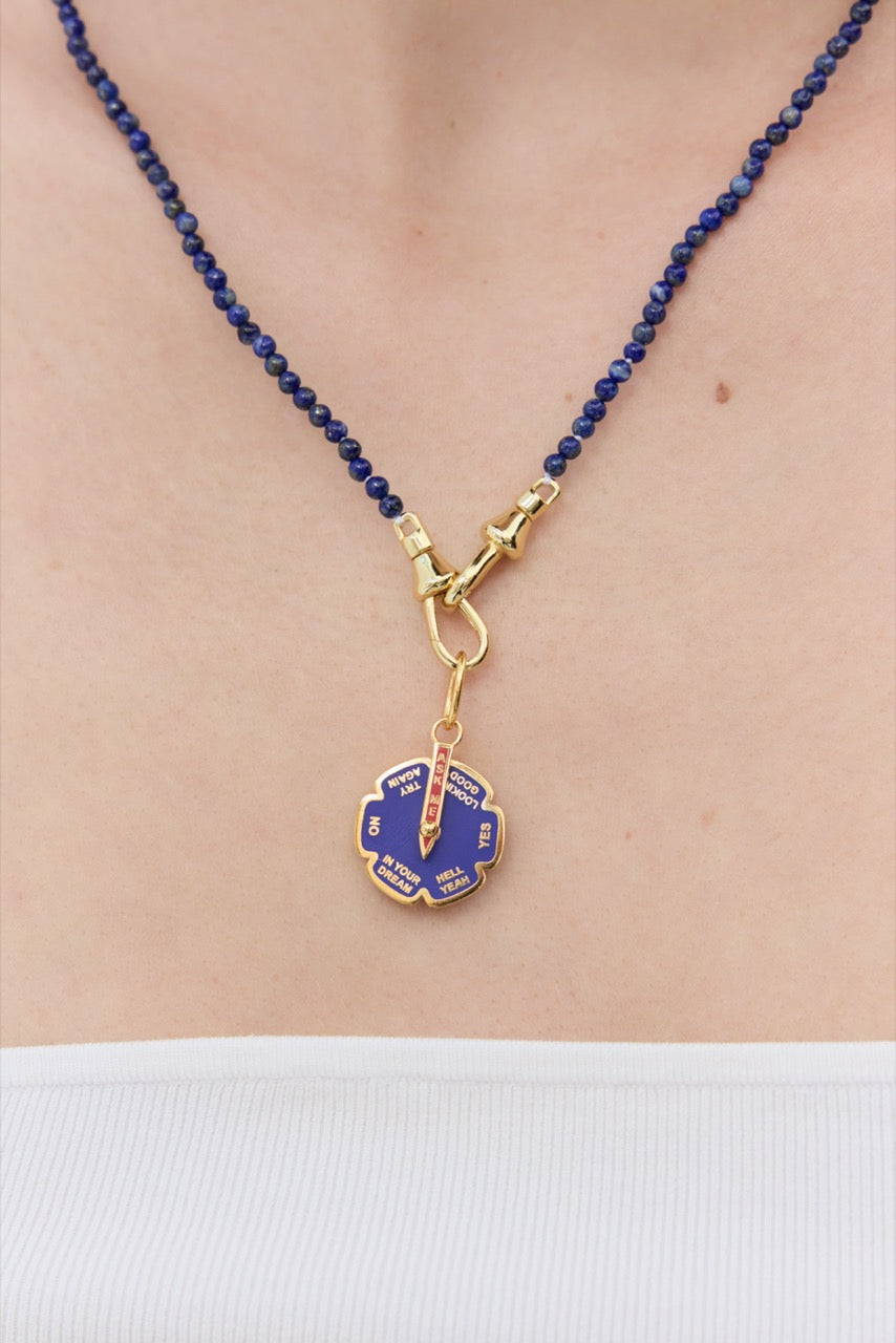 Thin Blue Lapis Lazuli Bead Necklace | AYPE3021