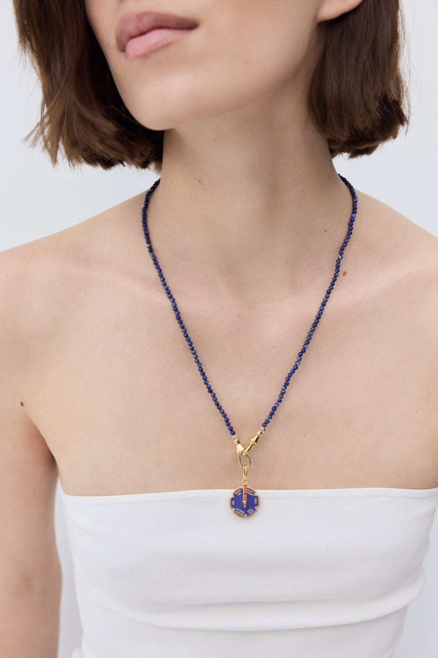Thin Blue Lapis Lazuli Bead Necklace | AYPE3021