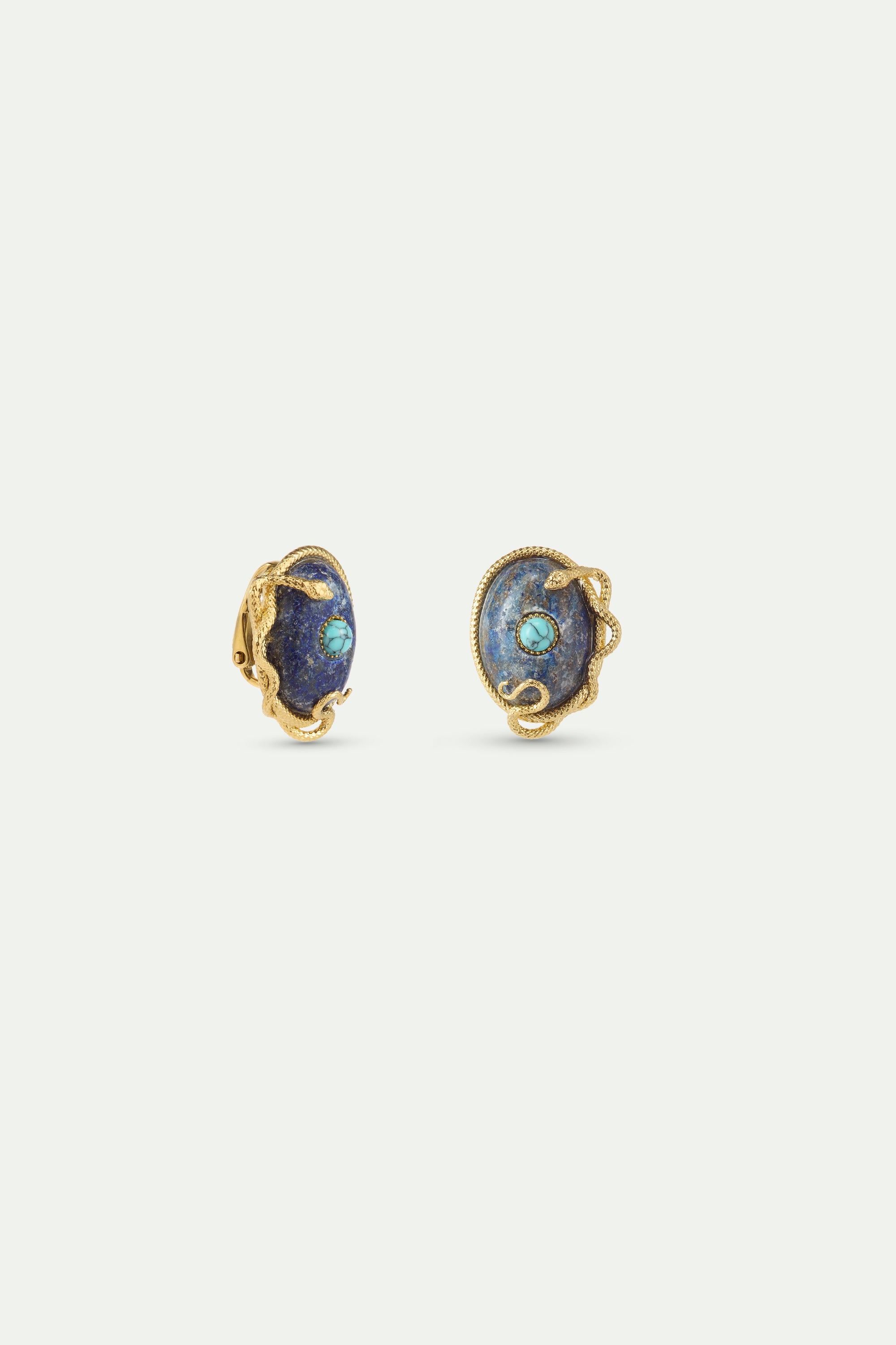 Lapis Lazuli, Turquoise and Gold Snake Earrings | AYVA1021