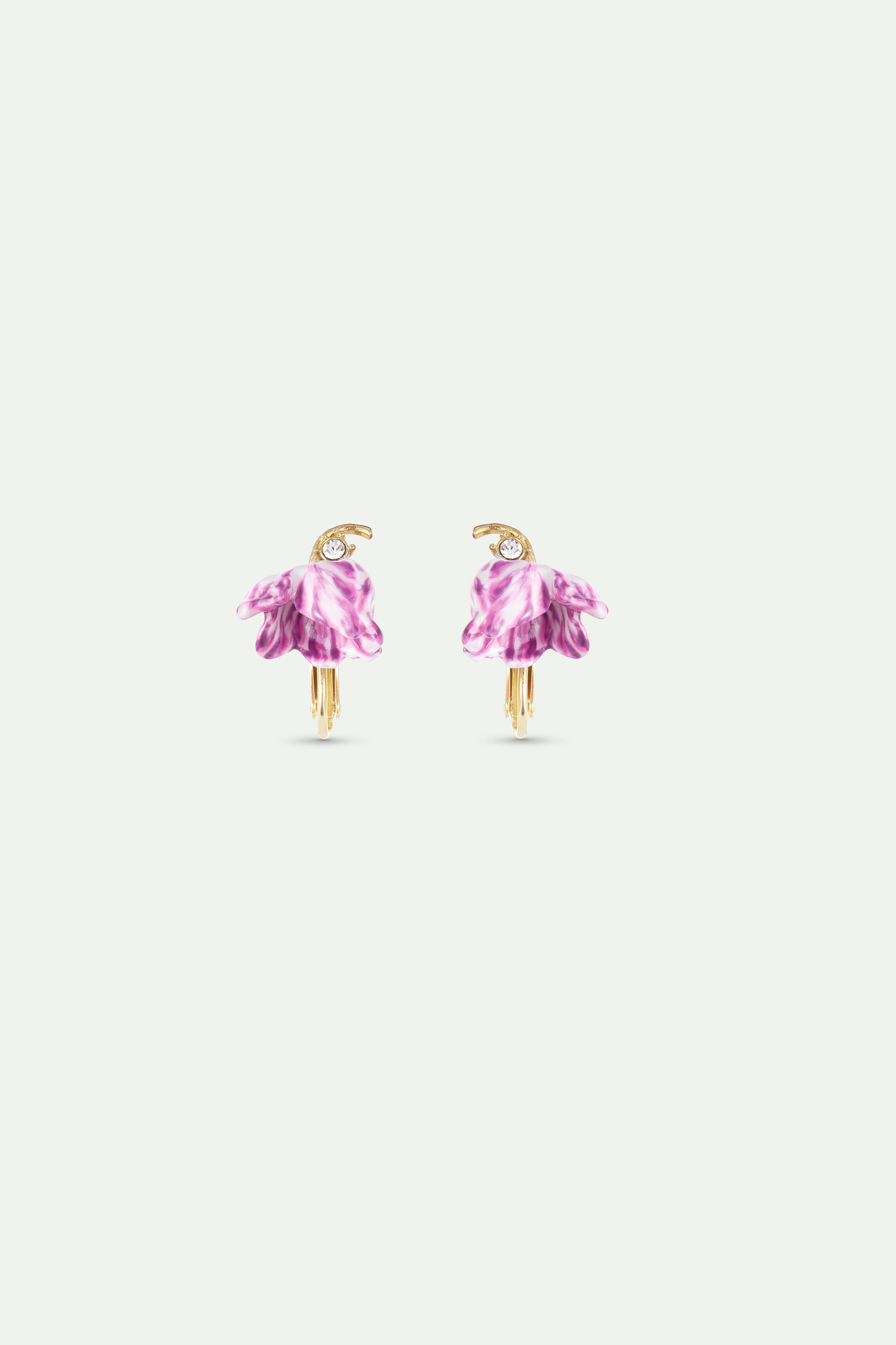 Purple Tulip and Crystal Earrings | AYVA1041
