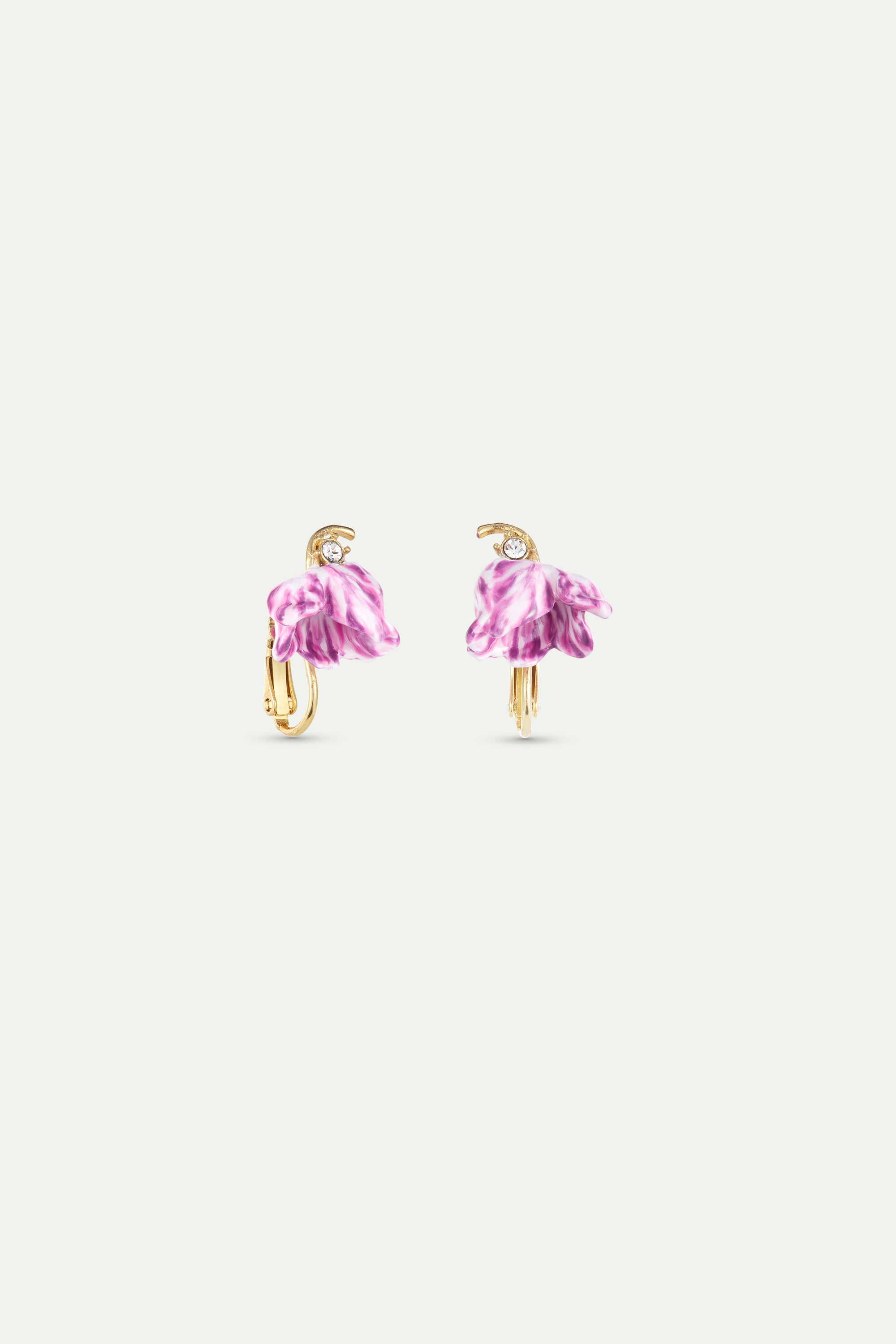 Purple Tulip and Crystal Earrings | AYVA1041