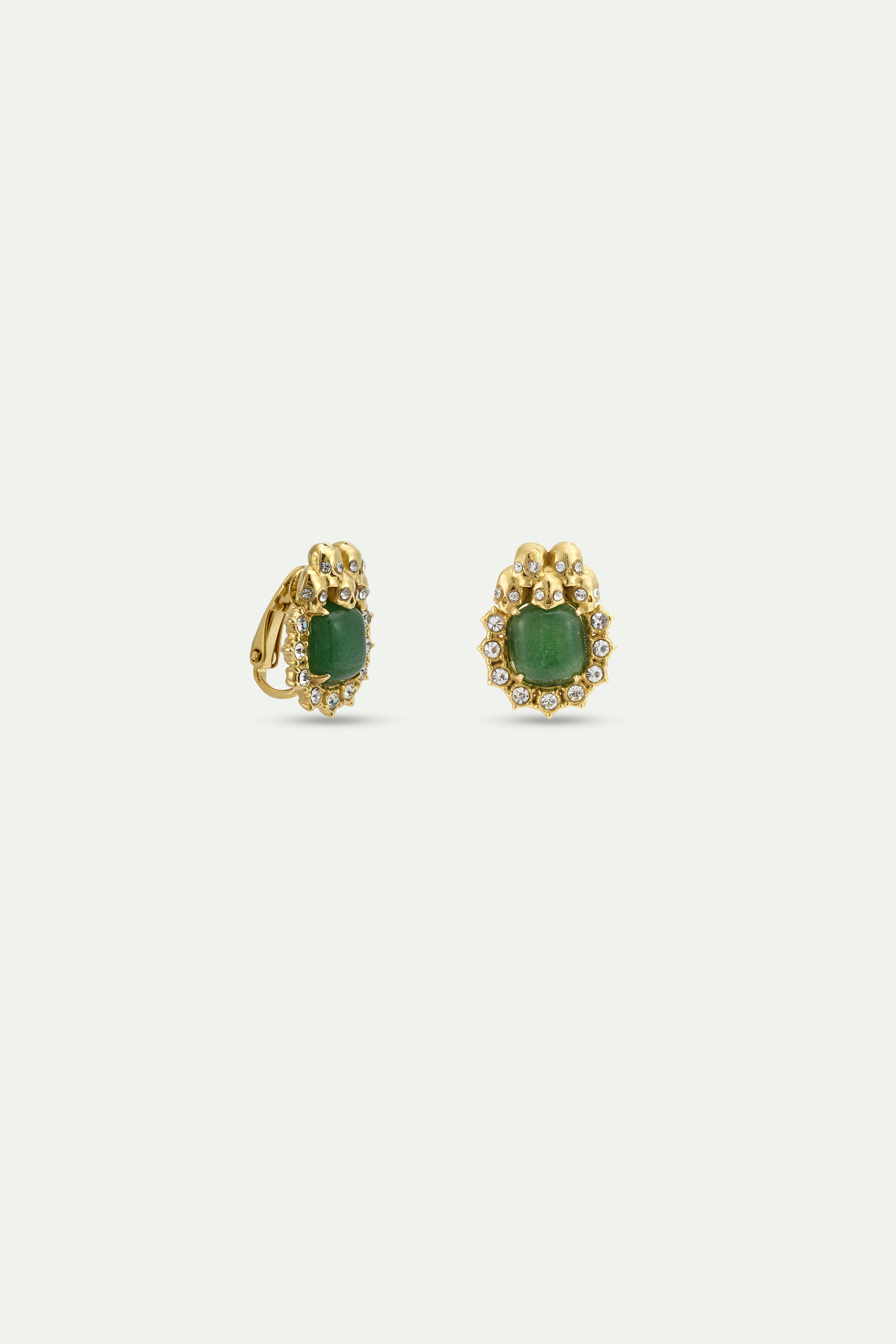 Green Aventurine, Skulls and Crystal Earrings | AYVA1061