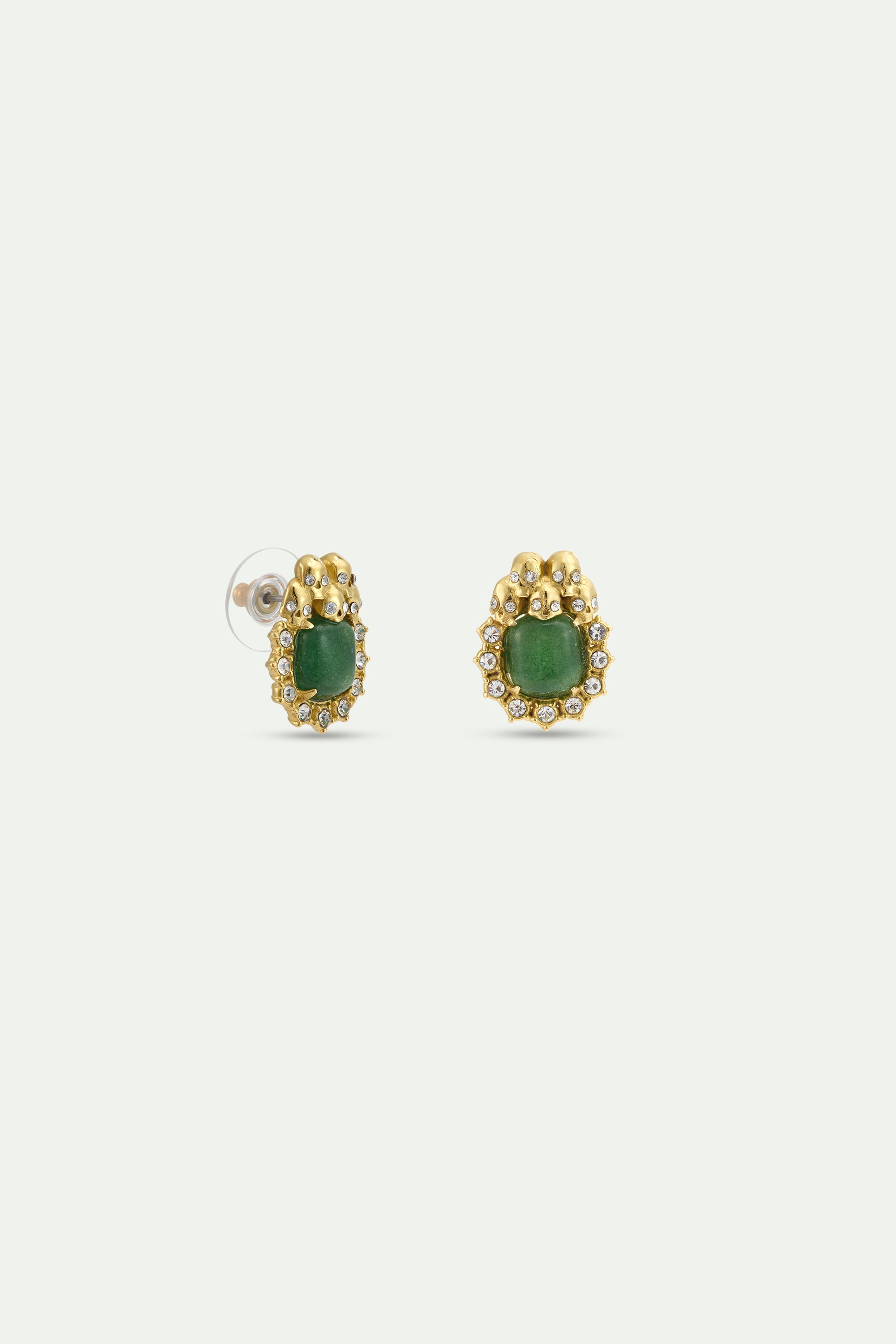 Green Aventurine, Skulls and Crystal Earrings | AYVA1061