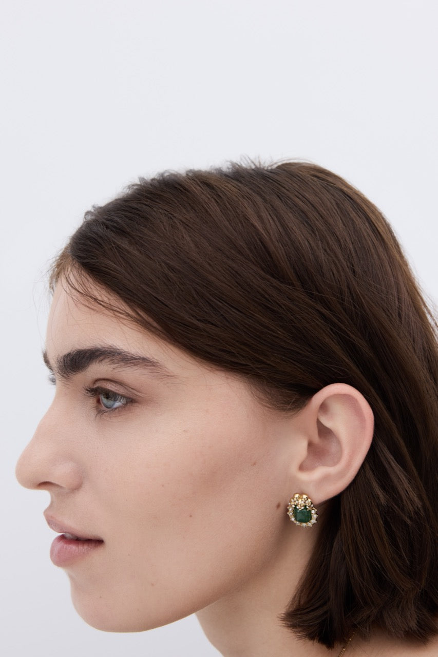 Green Aventurine, Skulls and Crystal Earrings | AYVA1061