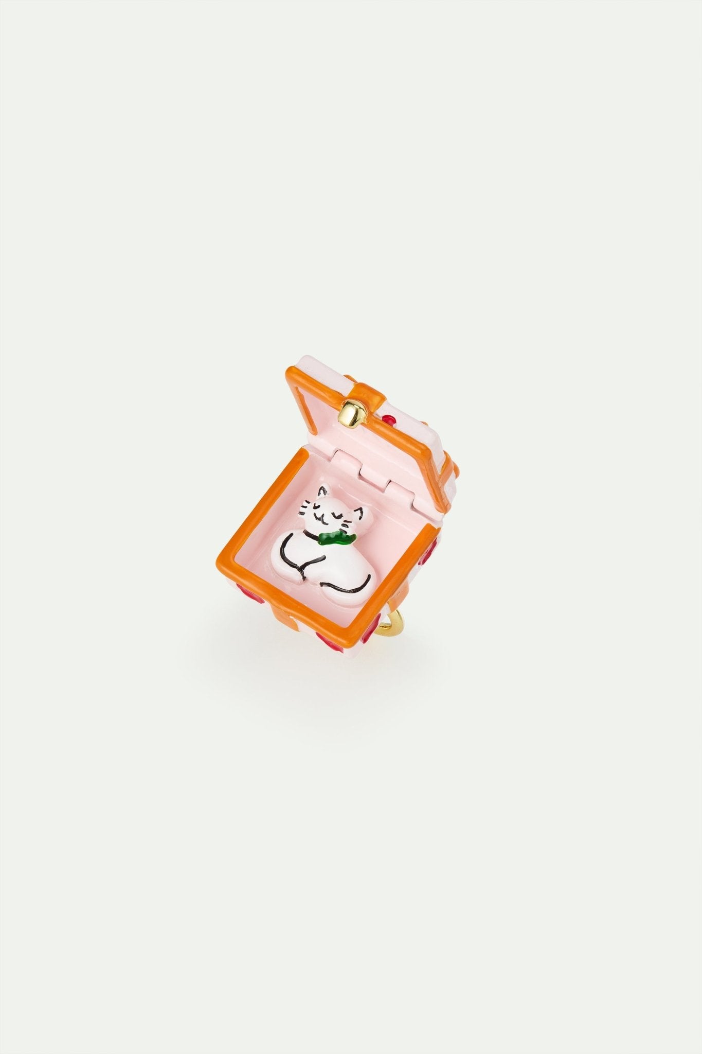 Adjustable Ring With Pink Gift Box, Red Flower And Orange Bow | AWWI6031 - Les Nereides