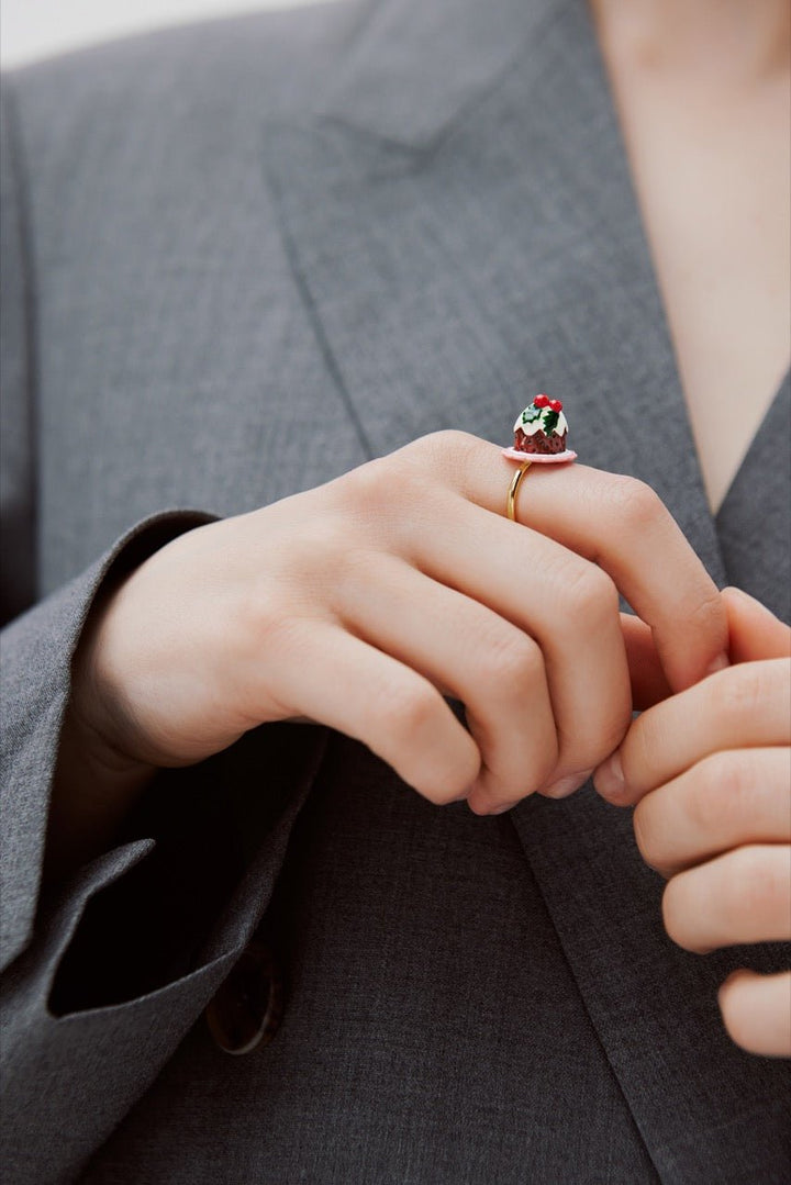 Adjustable Ring With Pudding And Red Faceted Crystal Bead | AWWI6011 - Les Nereides