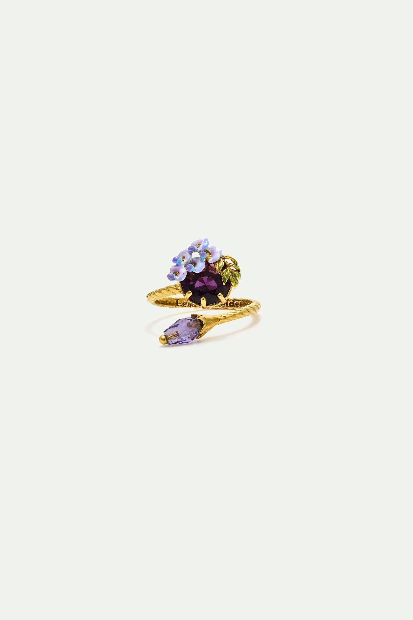 Adjustable Ring With Round Stone, Wisteria, And Purple Crystal | AXOF6041 - Les Nereides