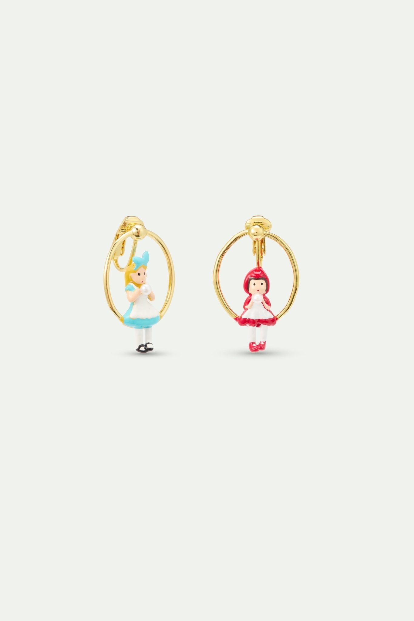 Alice And Little Red Riding Hood Asymmetric Hoop Earrings | AXMT1011 - Les Nereides