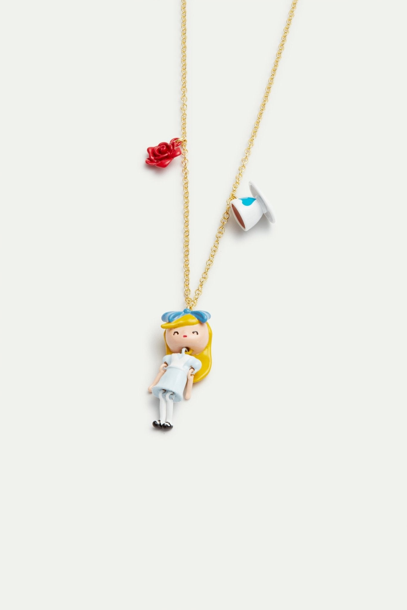 Alice in Wonderland, tea cup and rose pendant necklace | AVPO3051 - Les Nereides