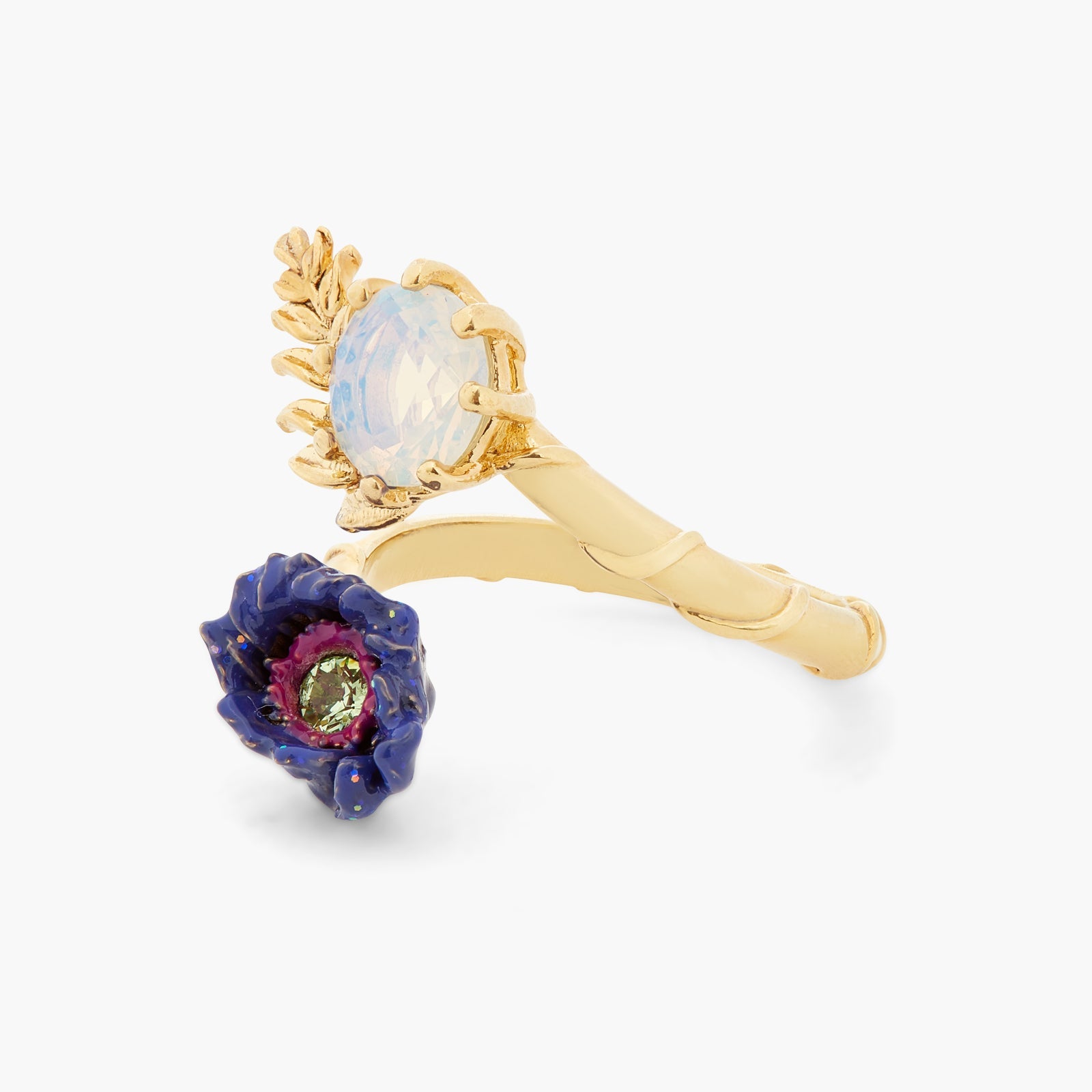 Anemone Flower And Crystal Adjustable Ring | ATFI6021 - Les Nereides