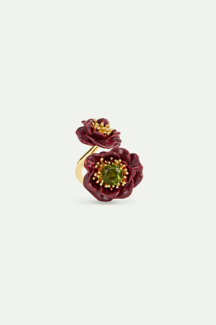Anemone Flower & Green Stone Ring | AWBB6011 - Les Nereides
