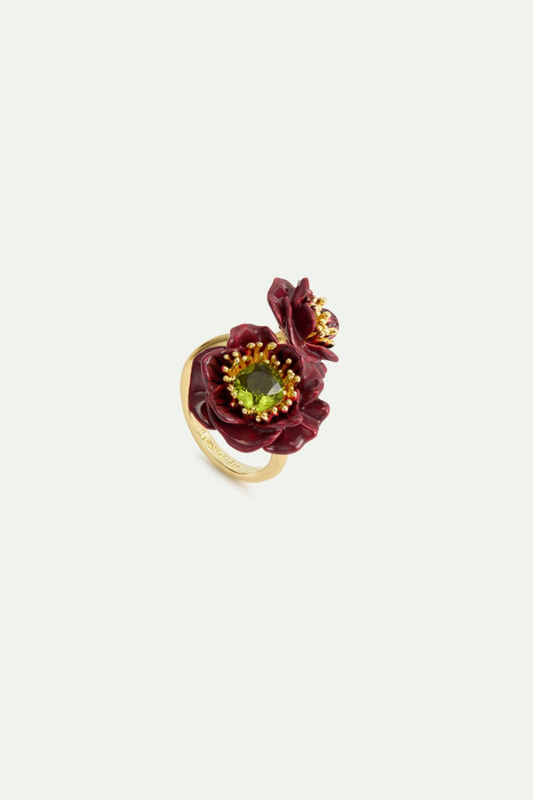 Anemone Flower & Green Stone Ring | AWBB6011 - Les Nereides