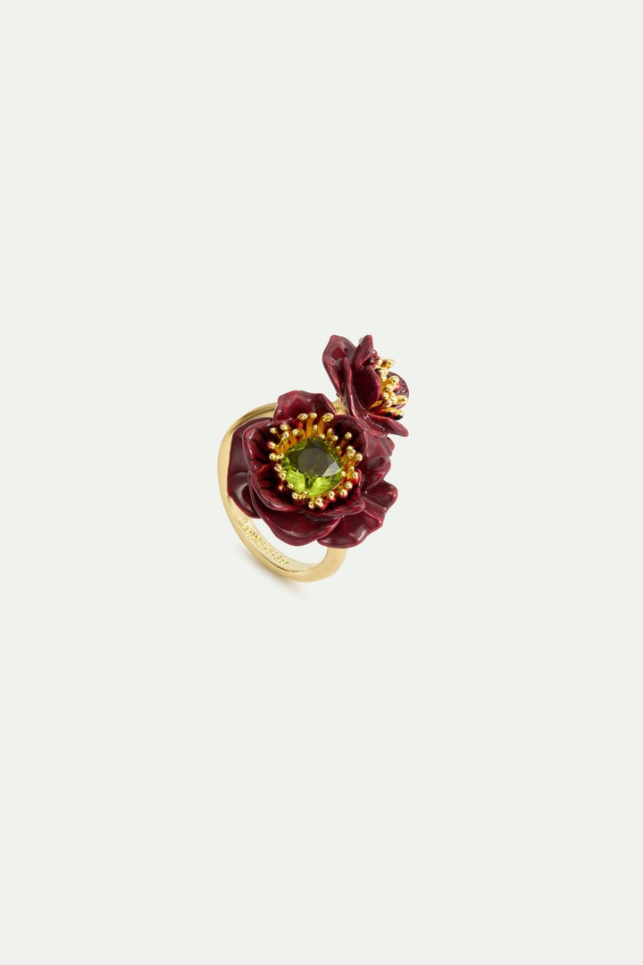 Anemone Flower & Green Stone Ring | AWBB6011 - Les Nereides