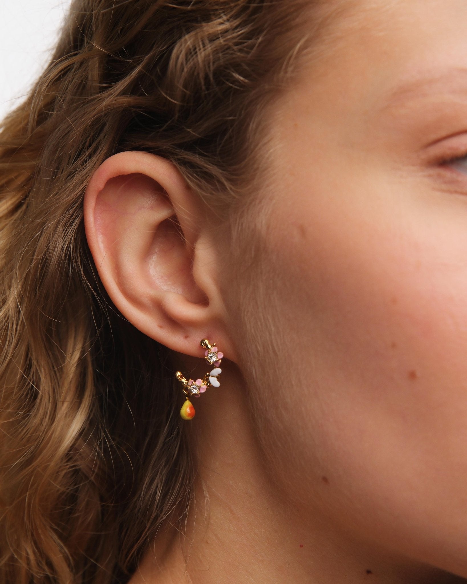 Apple Blossom, Pear And Bee Hoop Earrings | AUDC1041 - Les Nereides