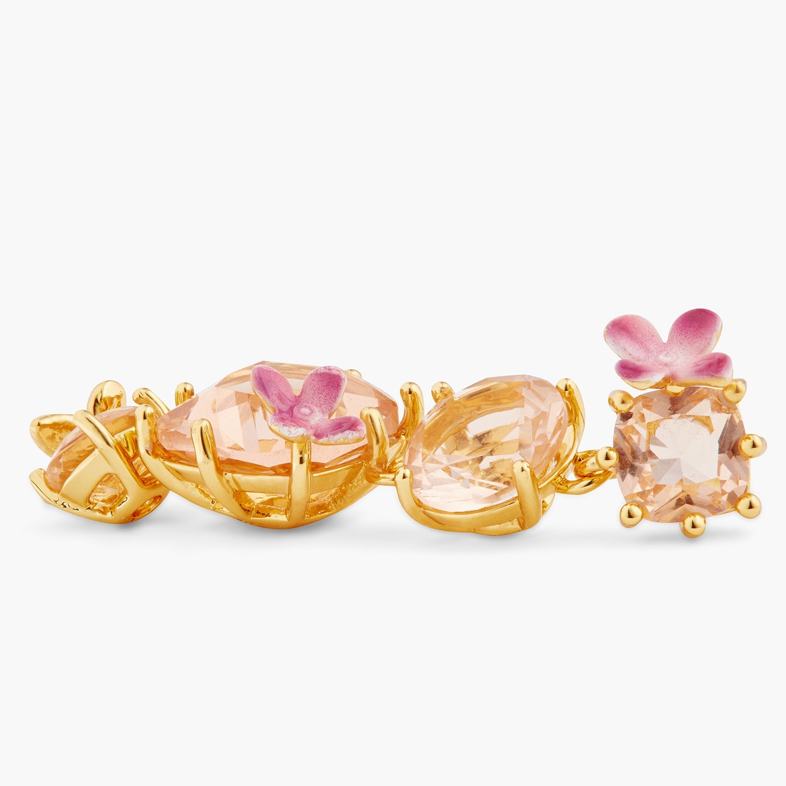 Apricot Pink Diamantine 4 Stone Earrings | ATLD1202 - Les Nereides
