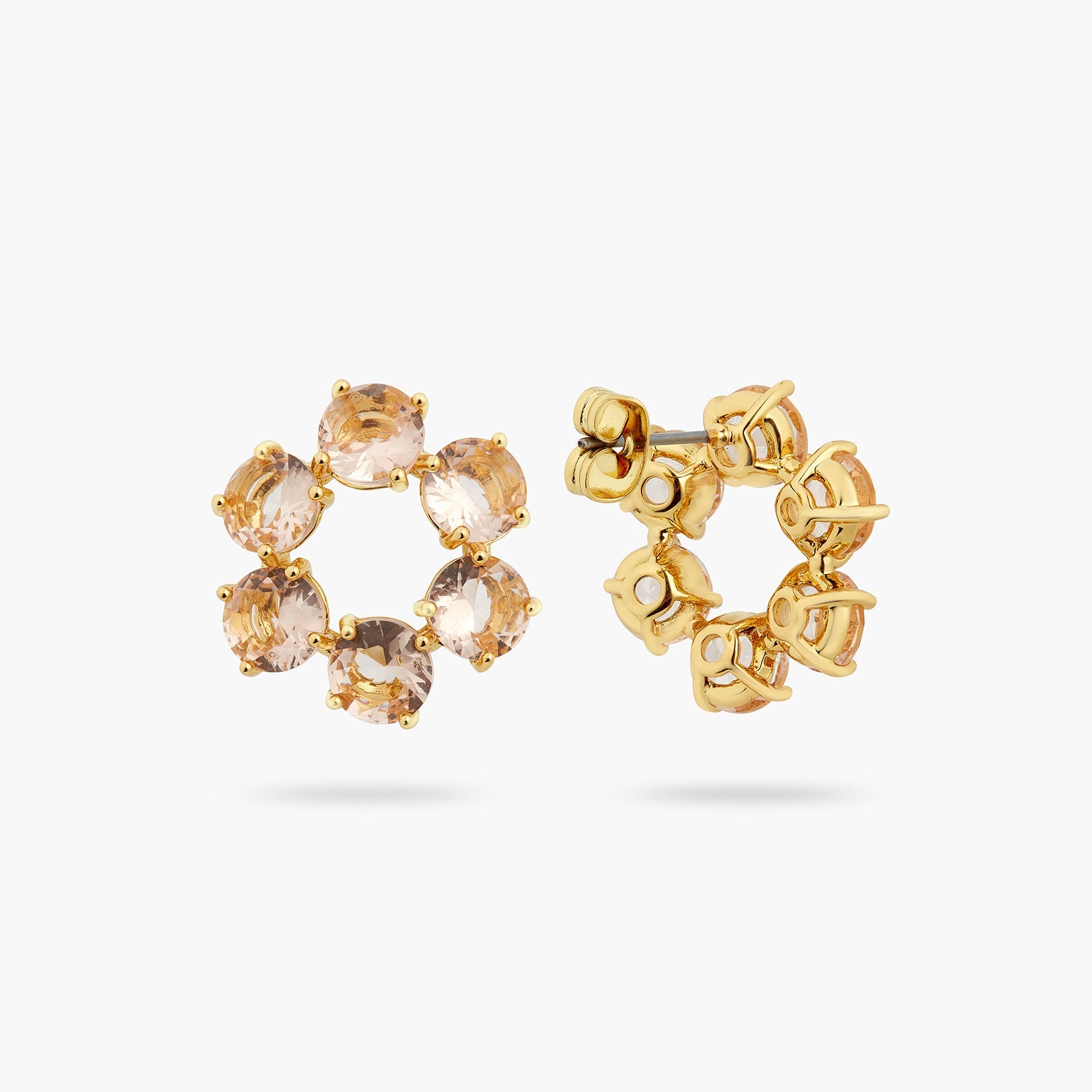 Apricot Pink Diamantine 6 Round Stone Earrings | ATLD1421 - Les Nereides
